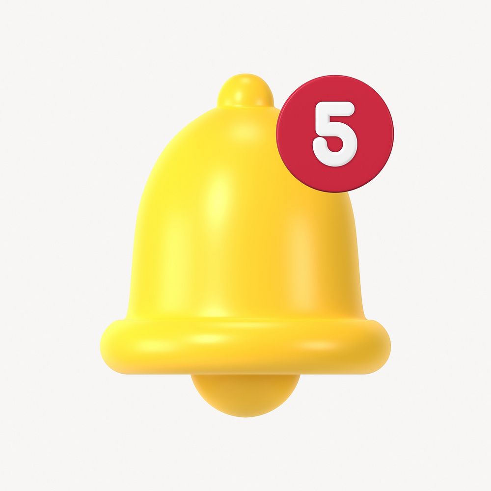 3D bell clipart, notification symbol for social media
