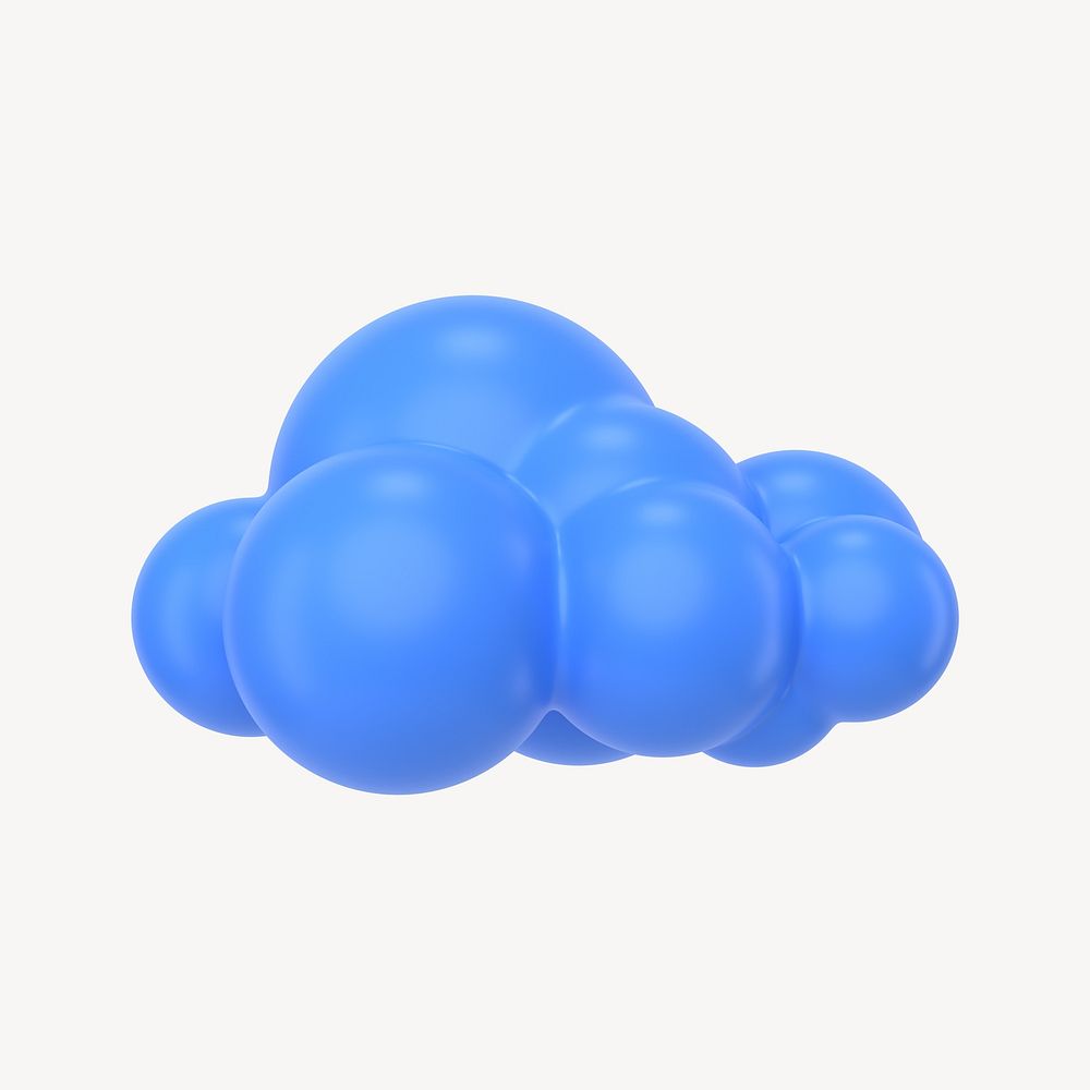 Blue cloud clipart, 3D illustration, weather graphic