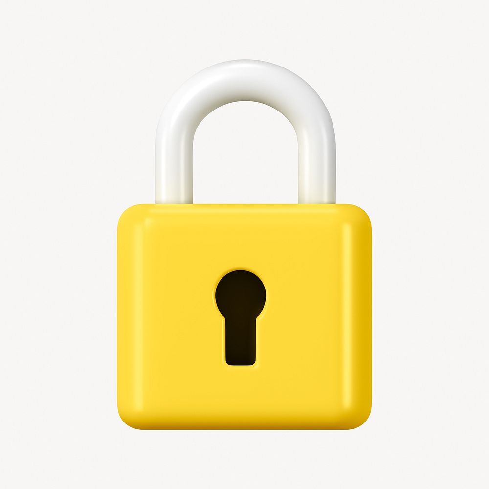 3D lock clipart, data security, technology graphic