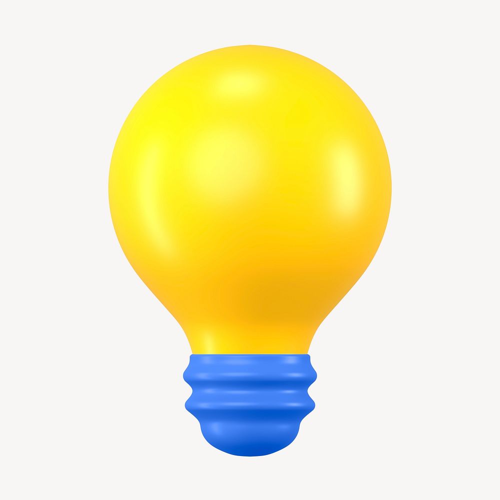 3D light bulb sticker, education graphic psd