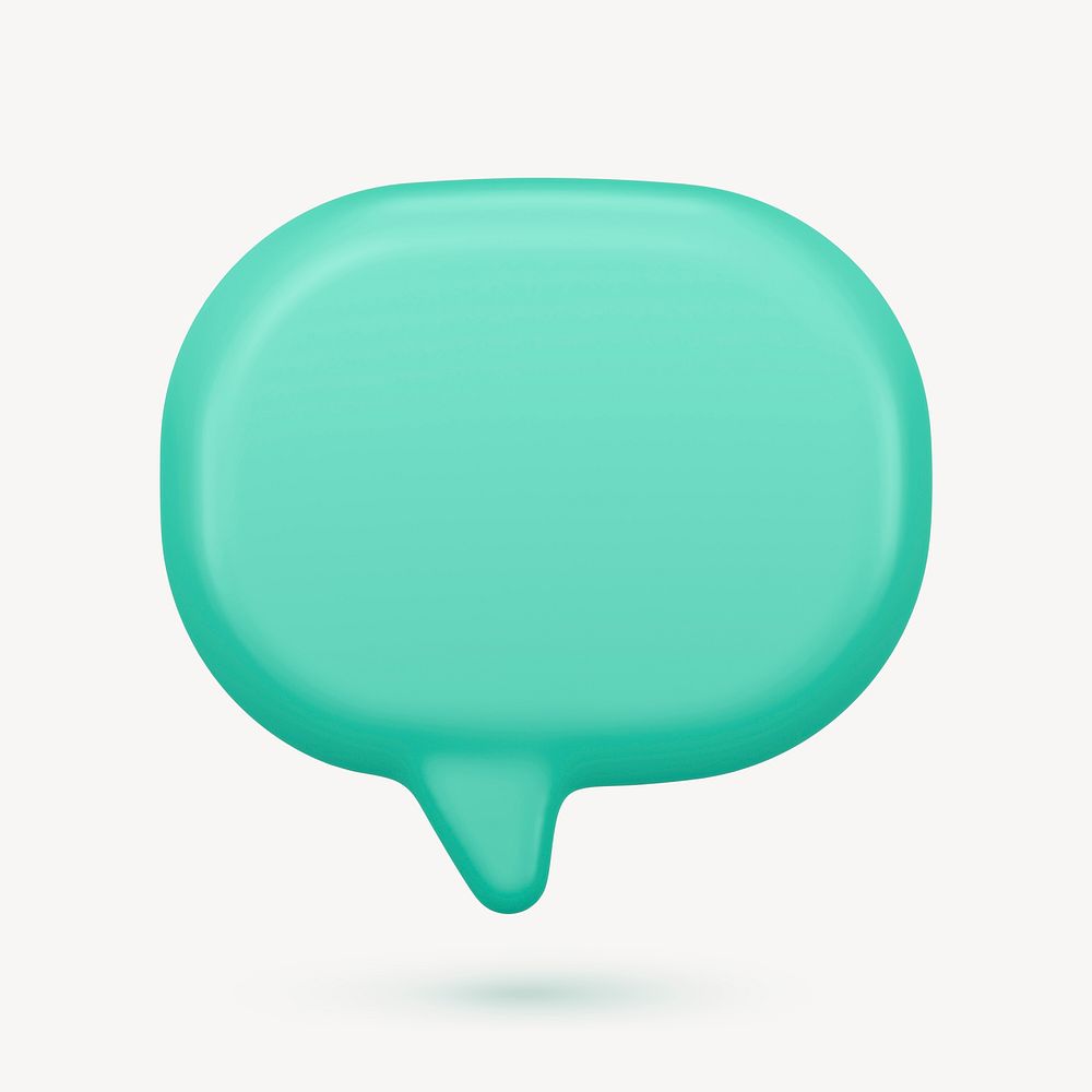 Green speech bubble sticker, 3D shape, marketing graphic psd