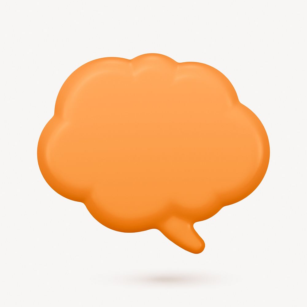 Orange speech bubble clipart, 3D shape, marketing graphic