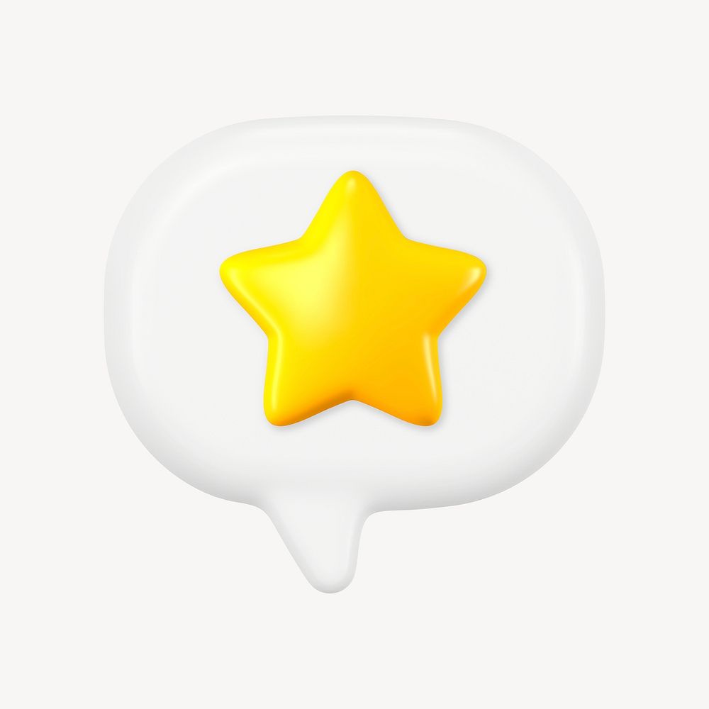 Star speech bubble, 3D clipart, social media ranking psd