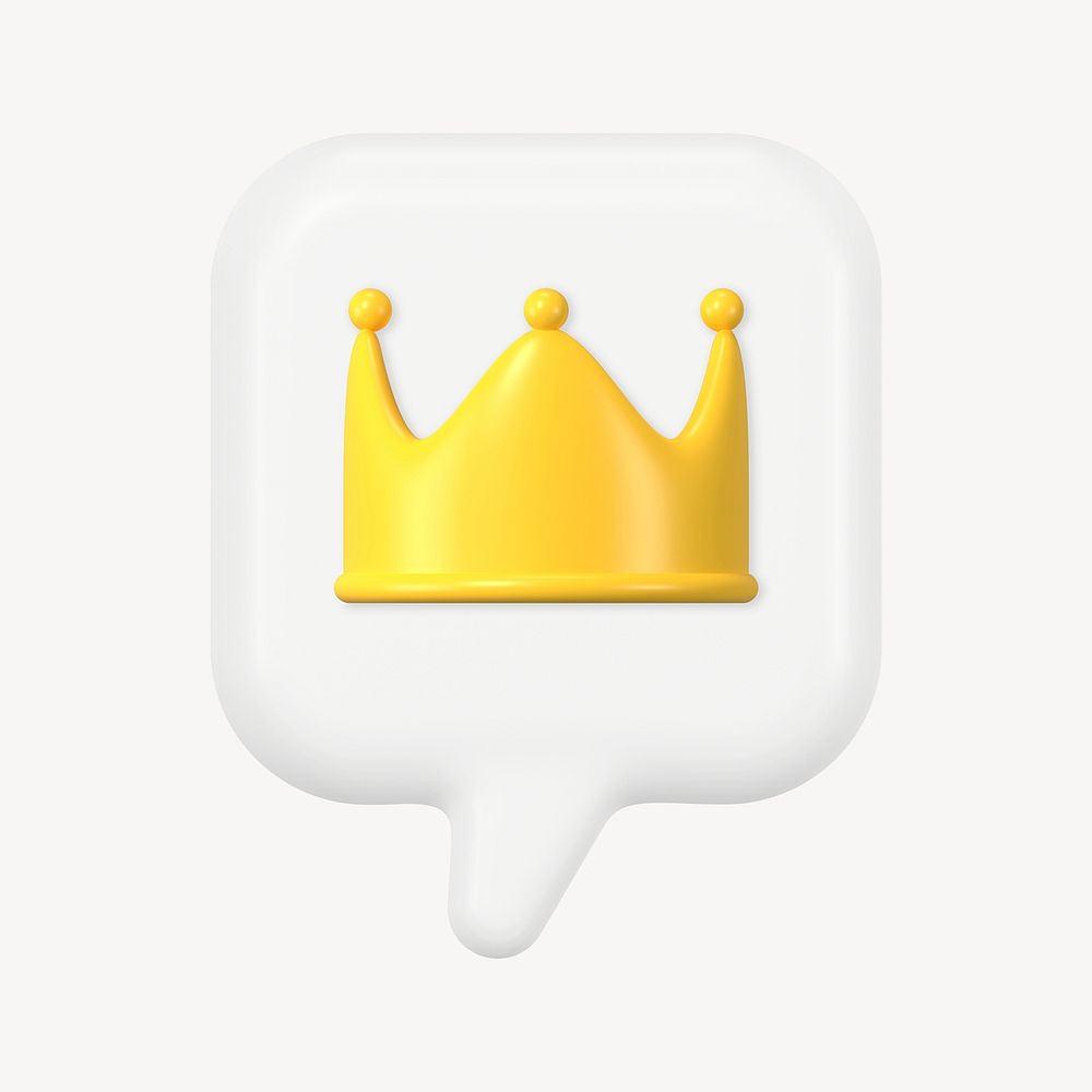 Crown ranking, 3D clipart, social media trend psd