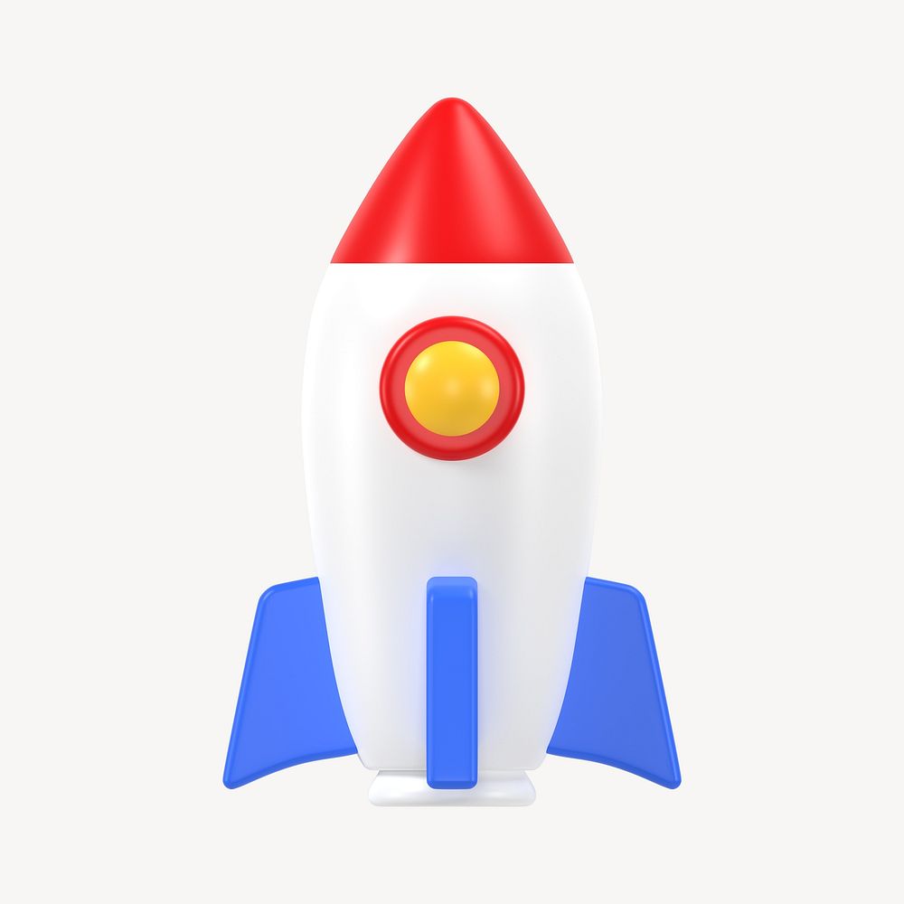 3D rocket clipart, aerospace symbol
