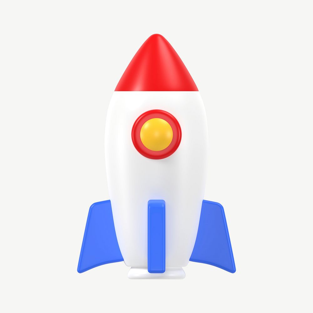 3D rocket sticker, aerospace symbol psd