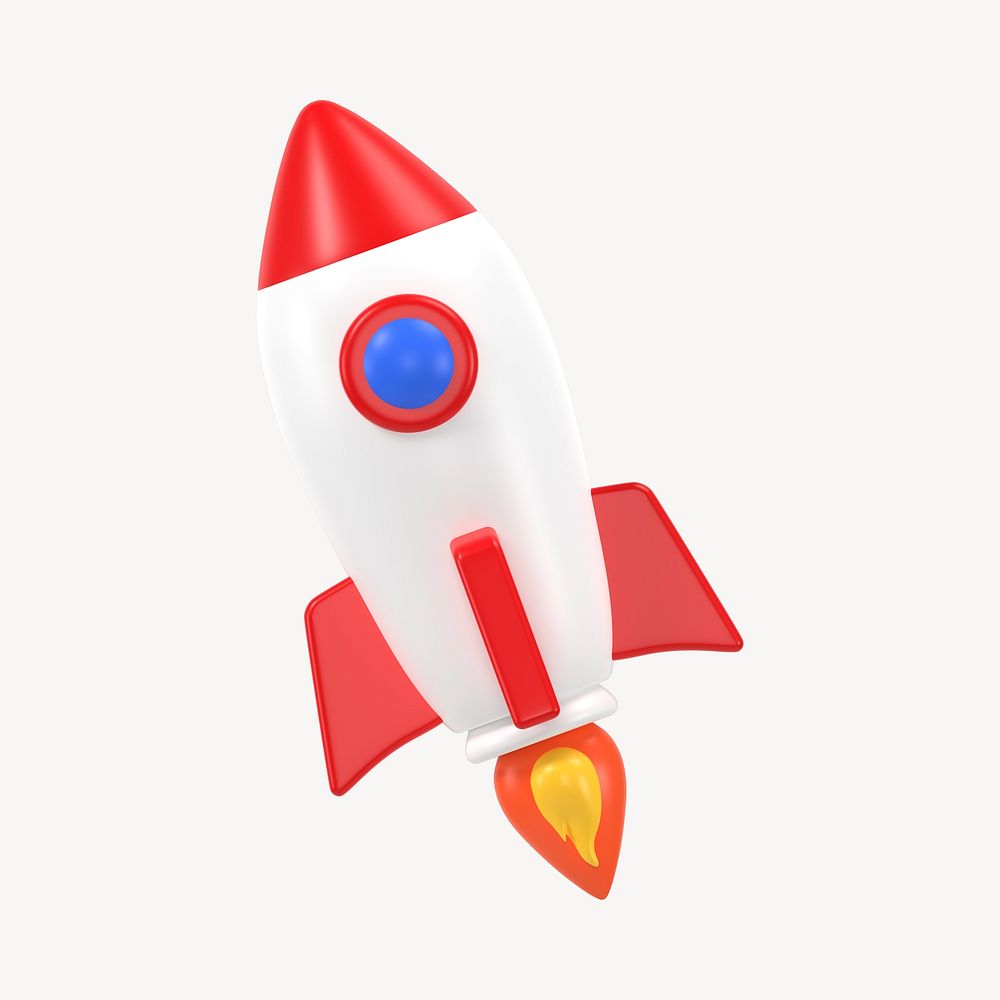 3D rocket clipart, business launch symbol