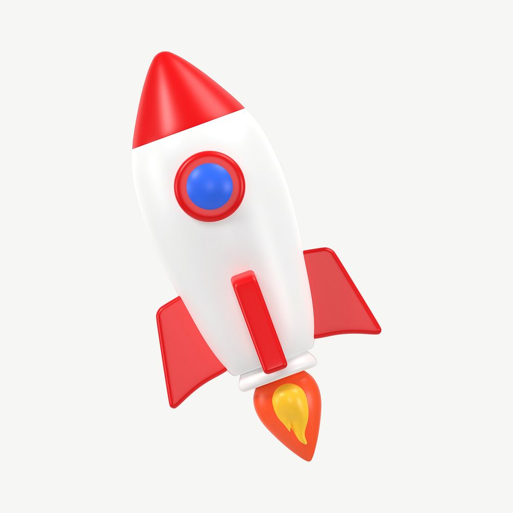 3D rocket sticker, business launch symbol psd