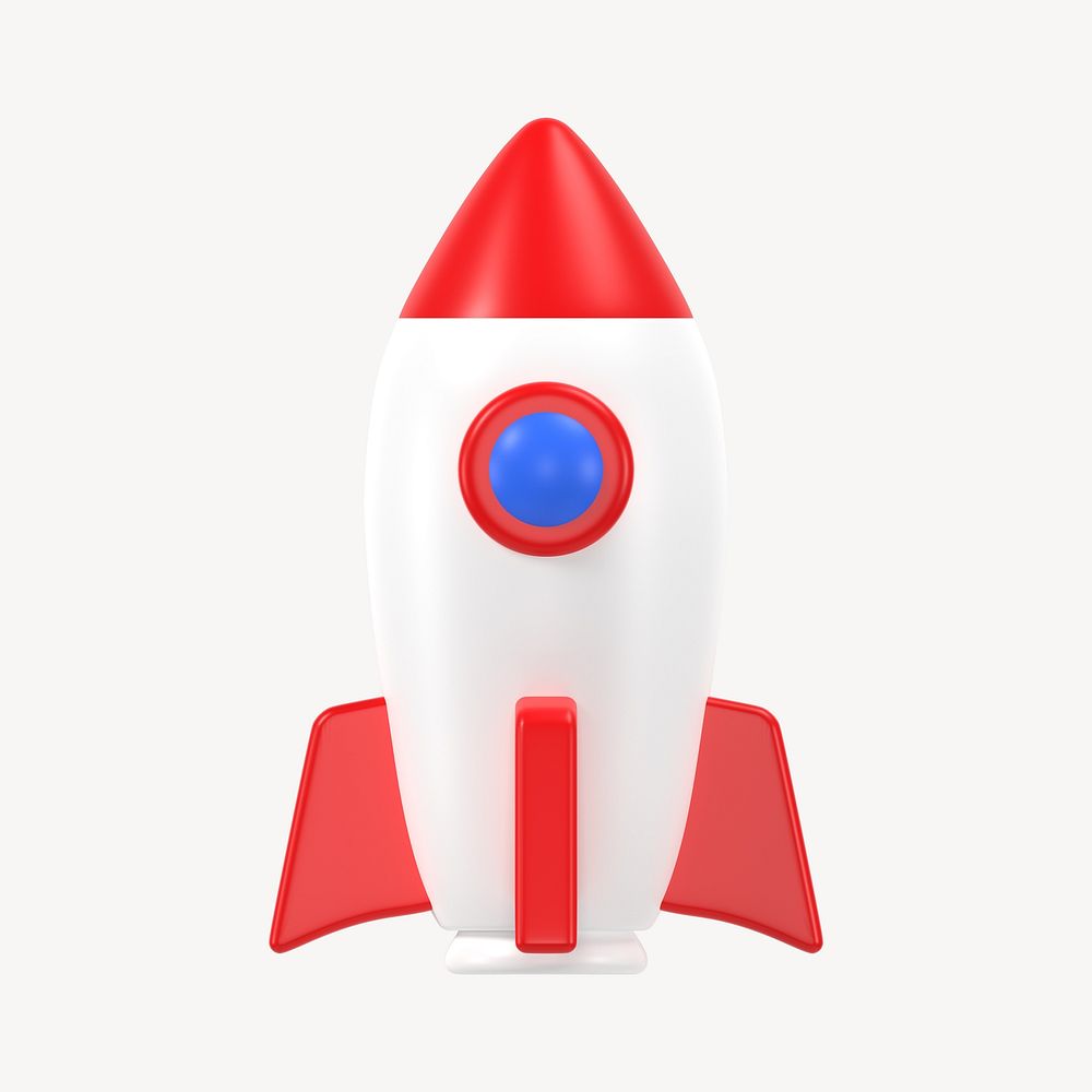 3D rocket clipart, science education symbol
