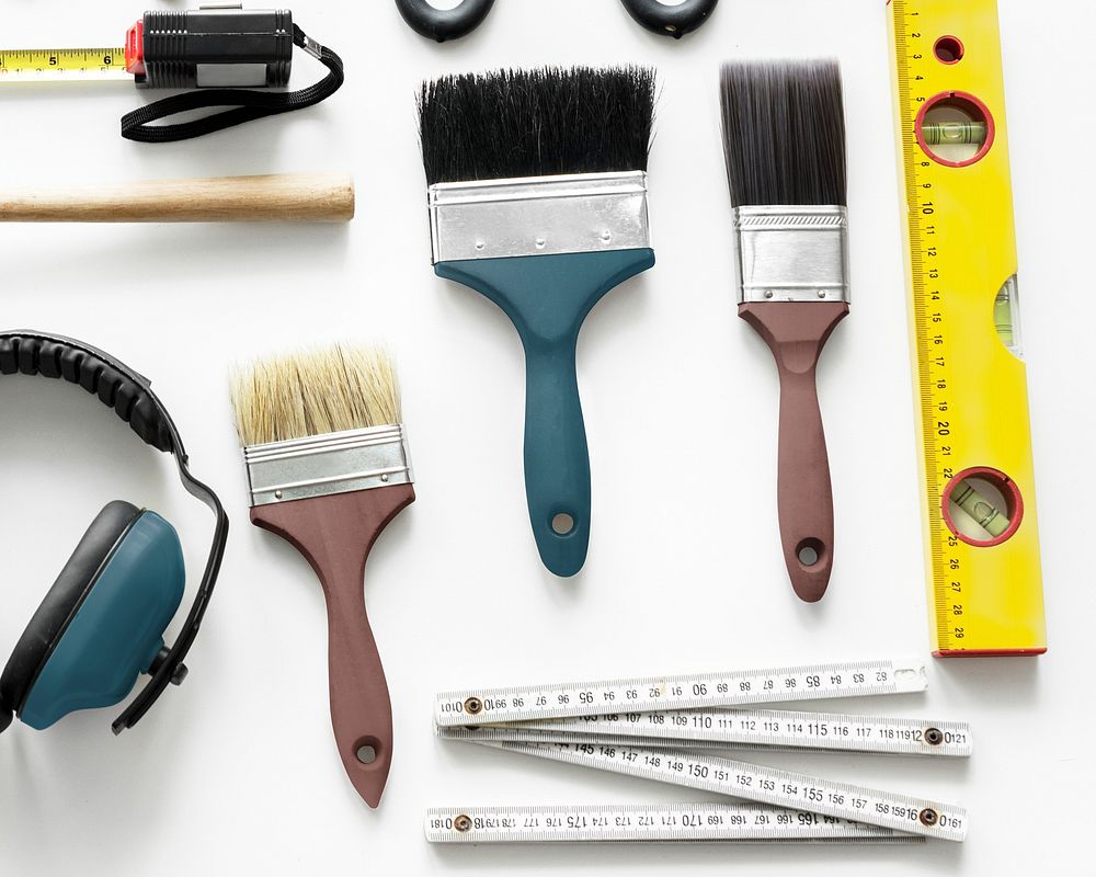 Various technician tools mockup psd