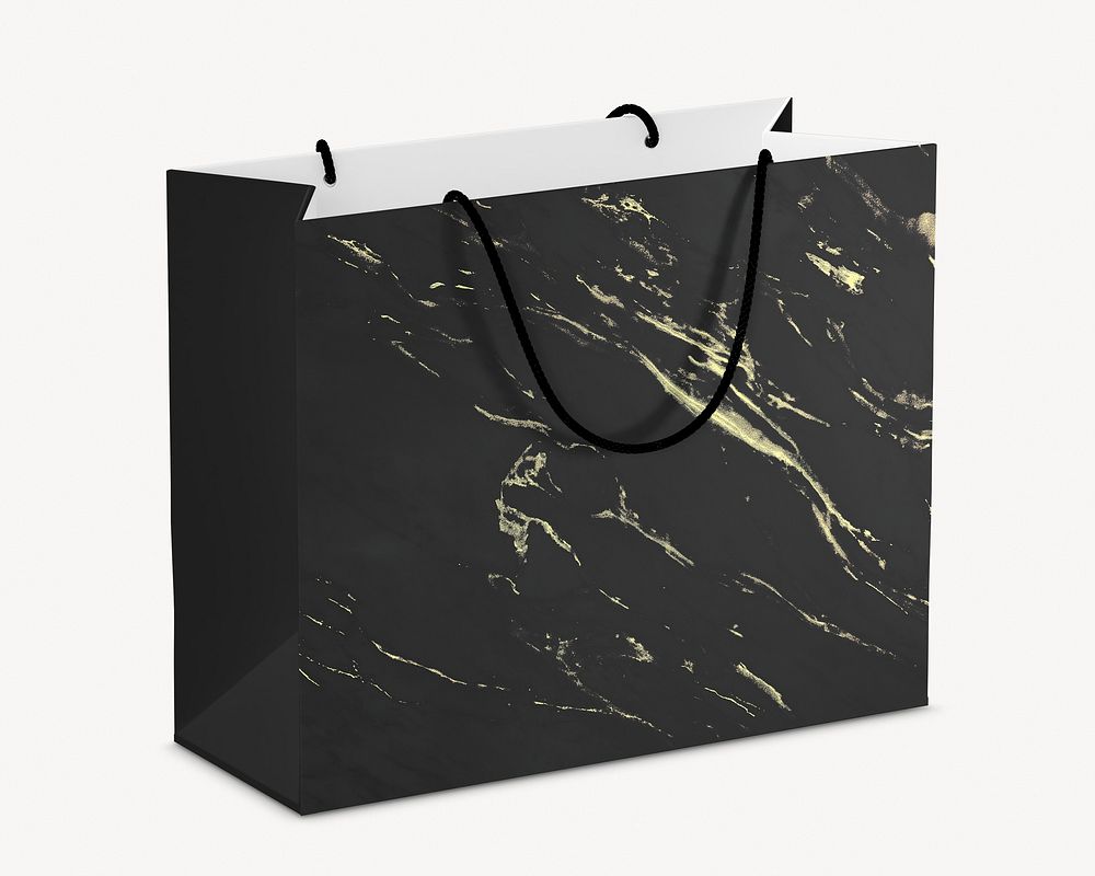 Black paper shopping bag  with design space