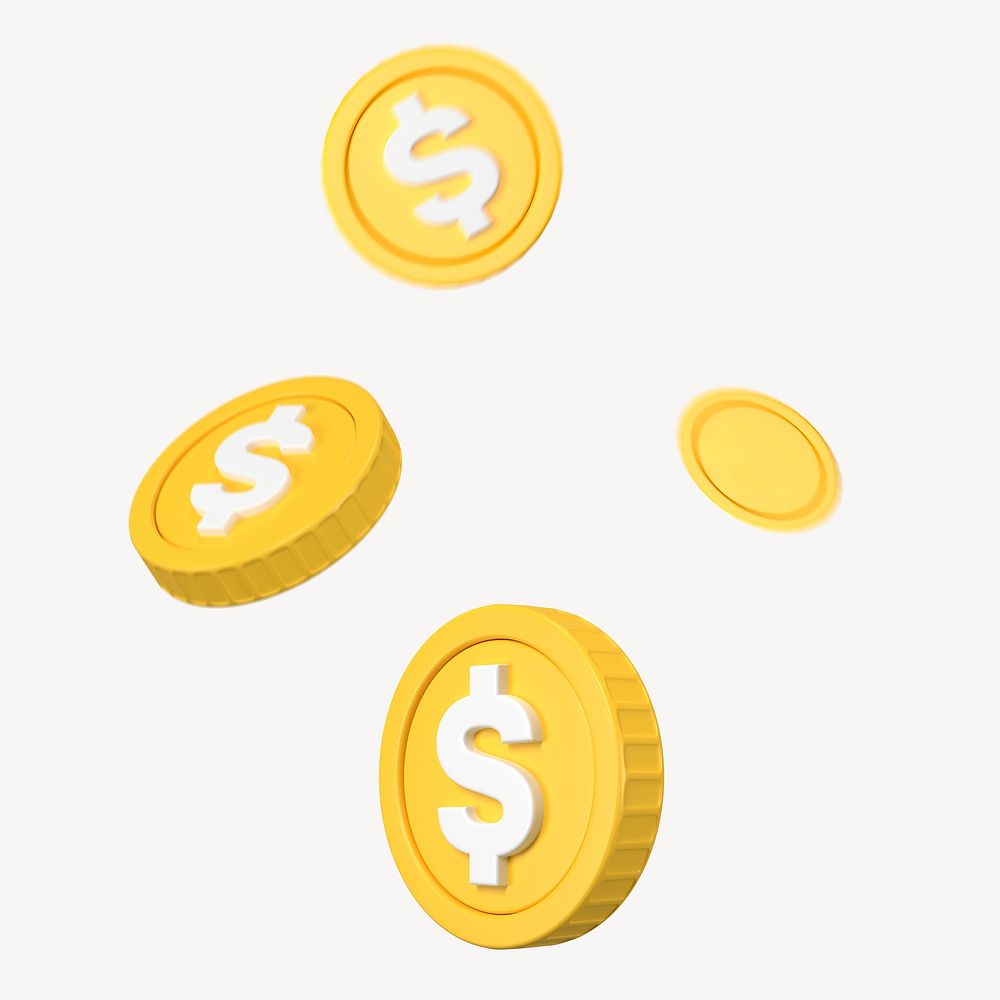 Dollar coins 3D money graphic psd