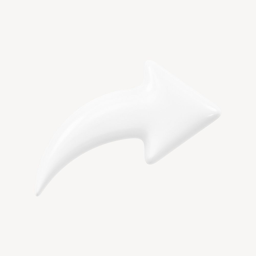 White arrow, business 3D icon sticker psd