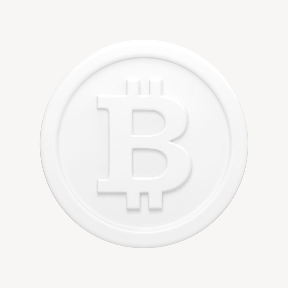 White bitcoin, cryptocurrency 3D icon sticker psd