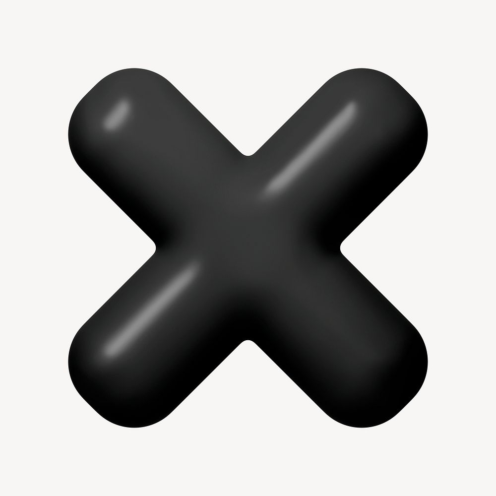X mark 3D icon sticker psd