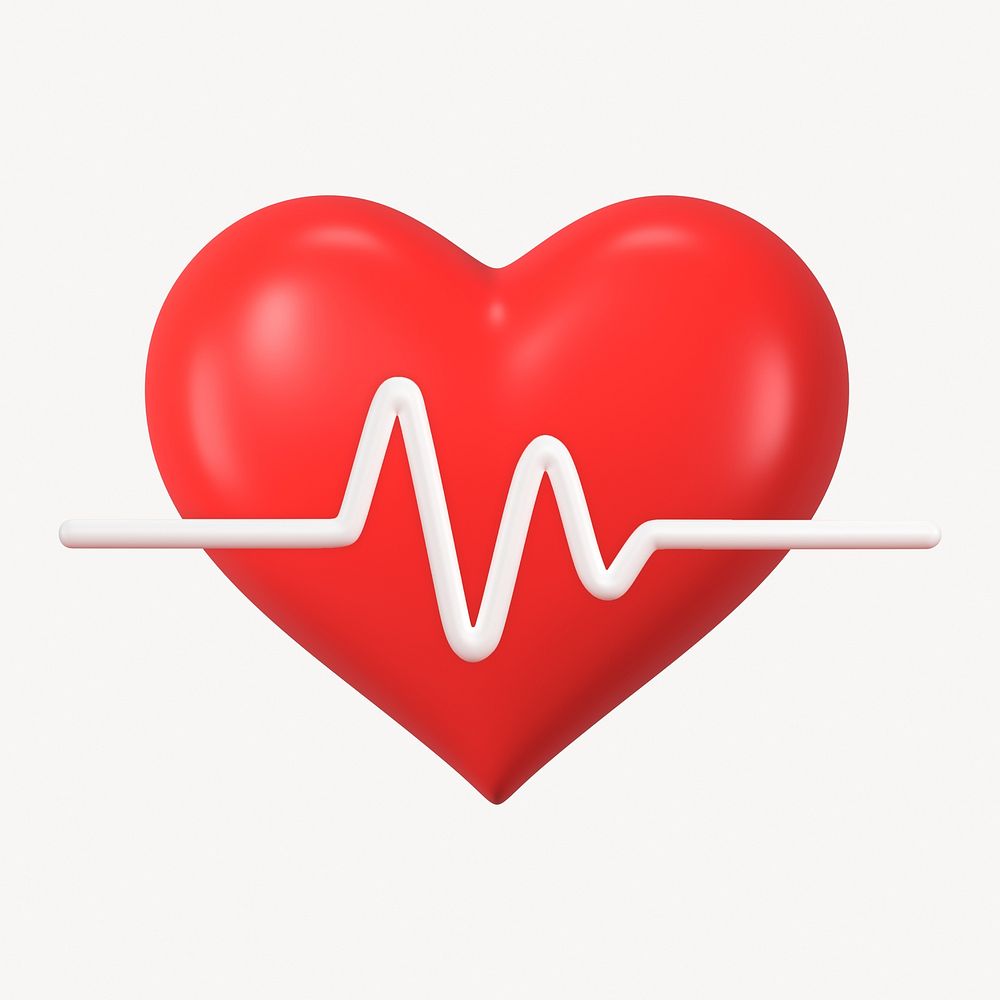 Heart, health icon, 3D rendering illustration