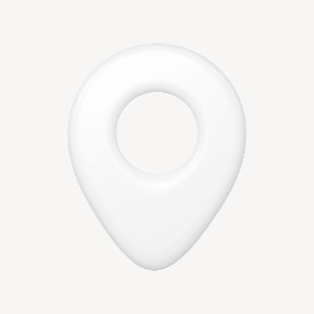 White location pin 3D icon sticker psd