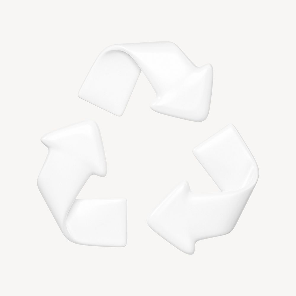 White recycle, environment 3D icon sticker psd