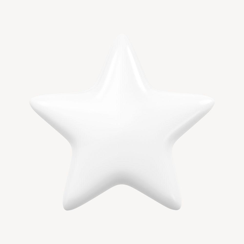White star, favorite 3D icon sticker psd