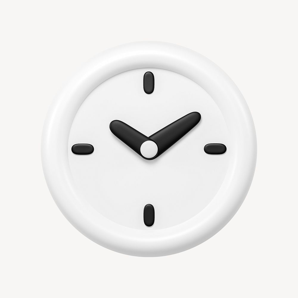 Clock icon, 3D rendering illustration psd