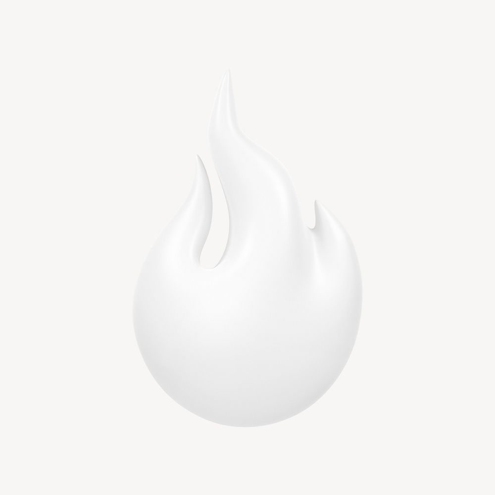 Flame icon, 3D minimal illustration psd