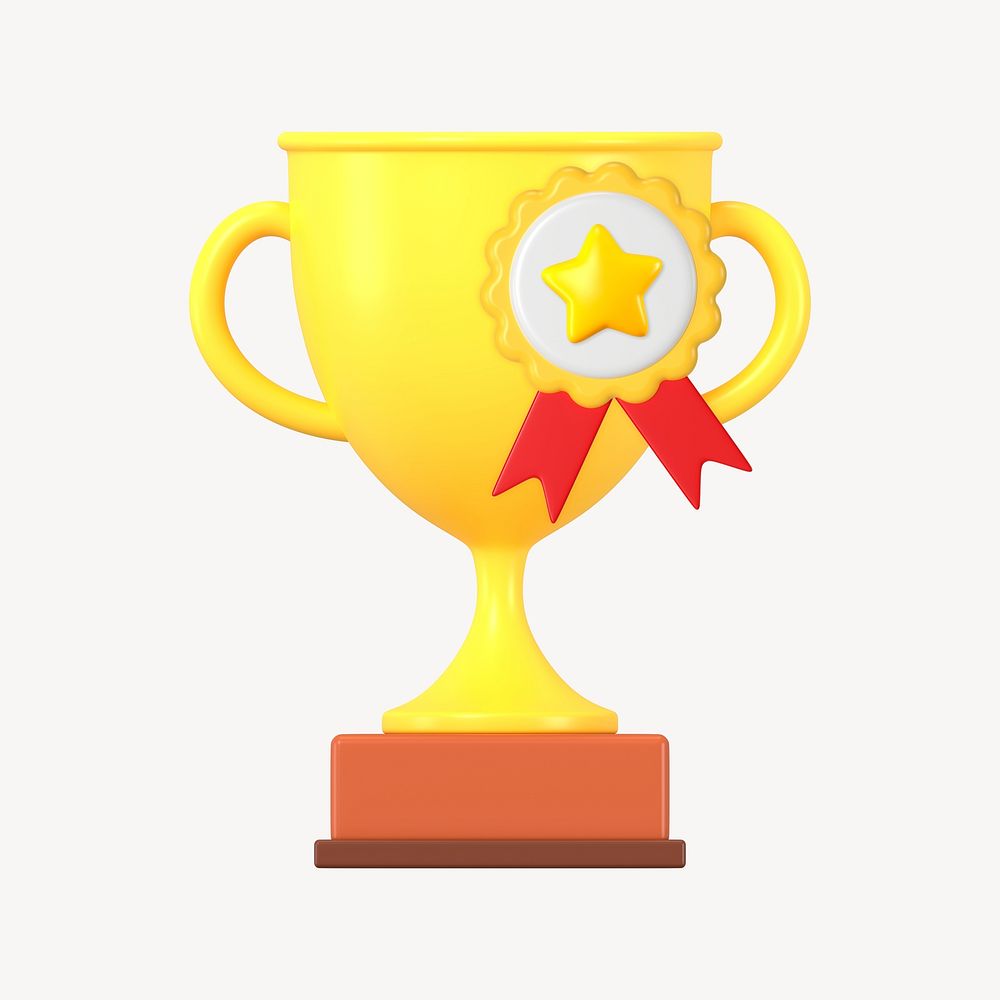 Winner trophy collage element, 3D rendering psd