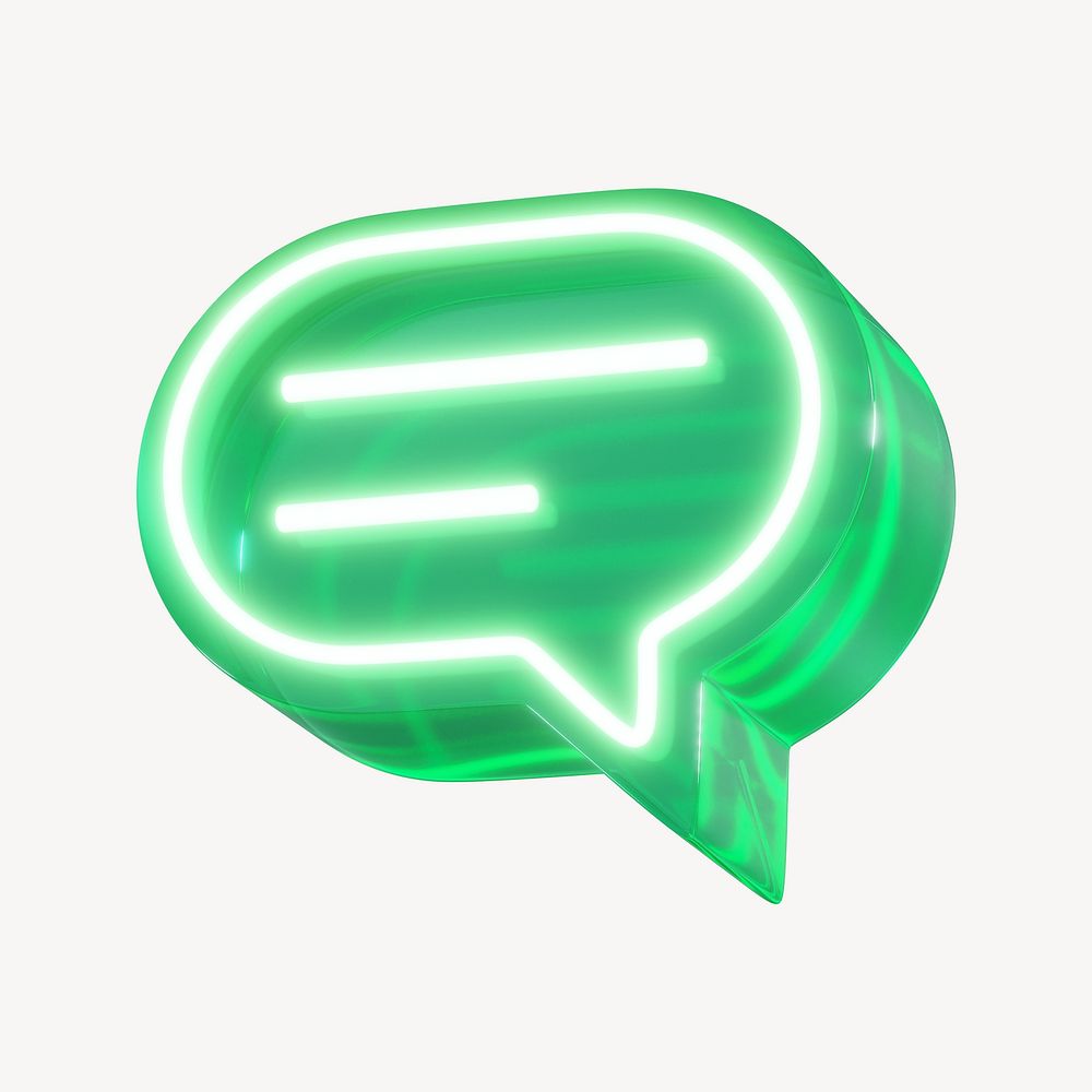 3D neon green speech bubble