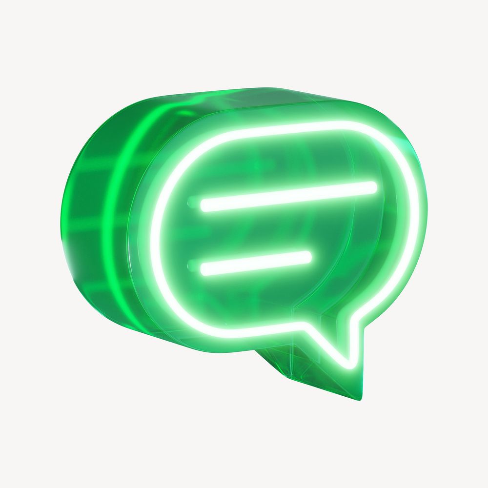 3D neon green speech bubble