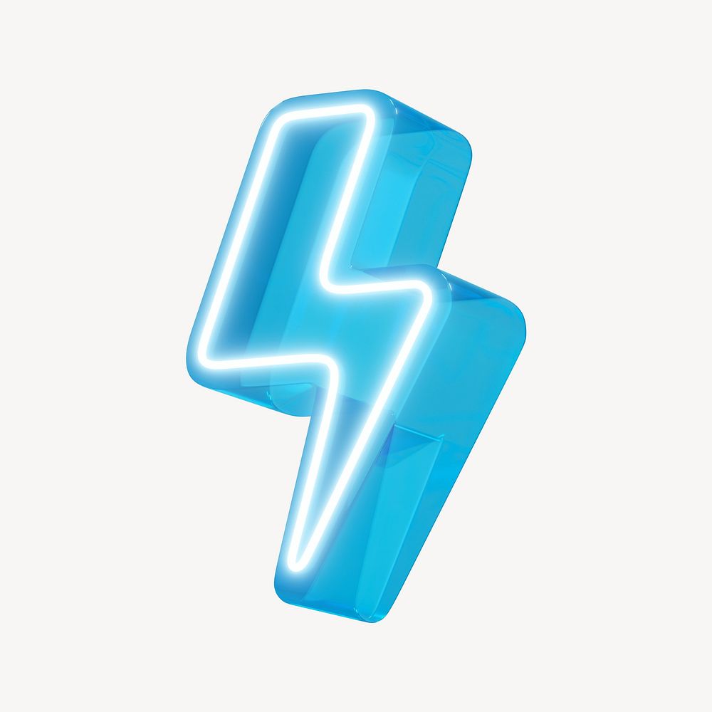 3D neon blue lightning, power digital remix