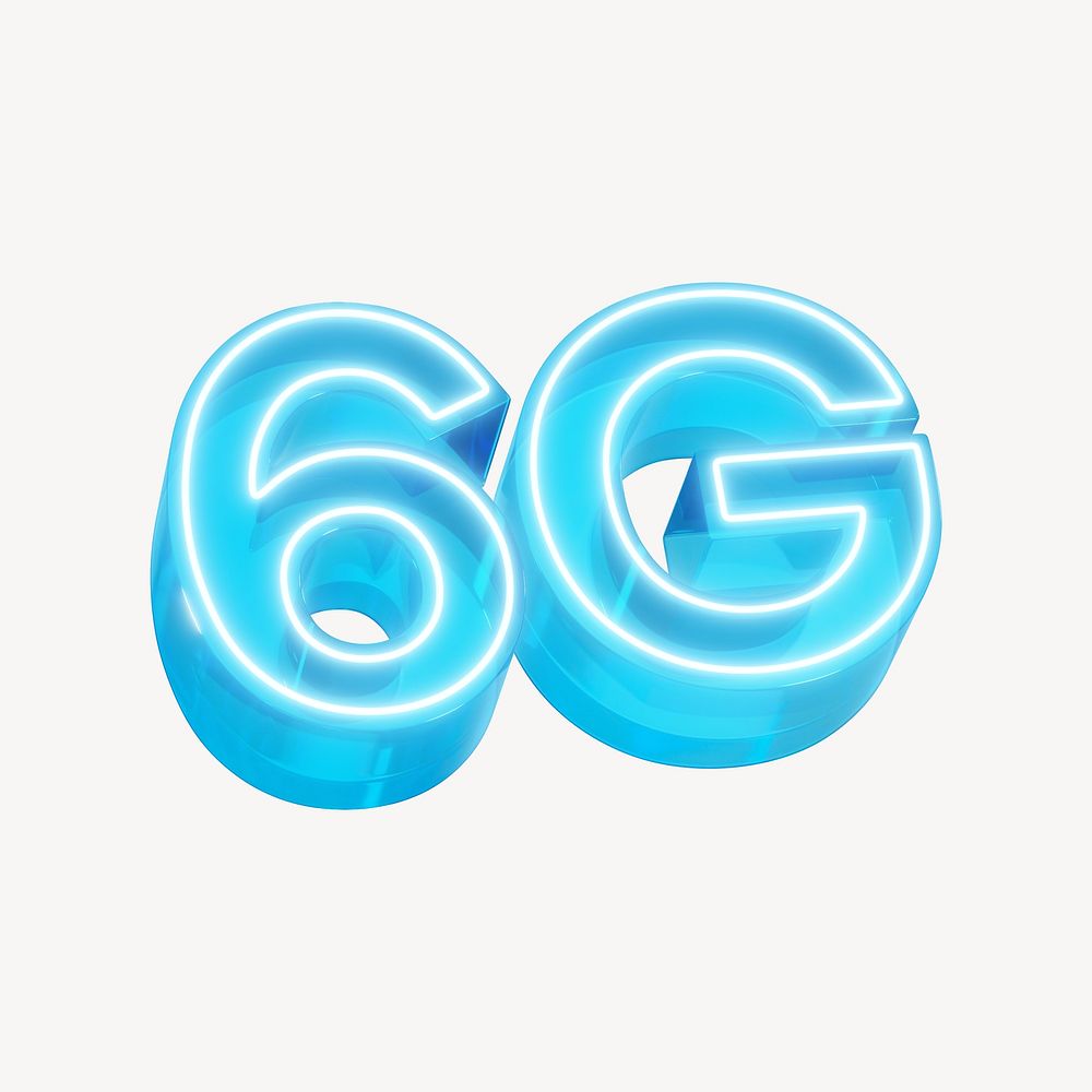 6G neon icon, digital remix design
