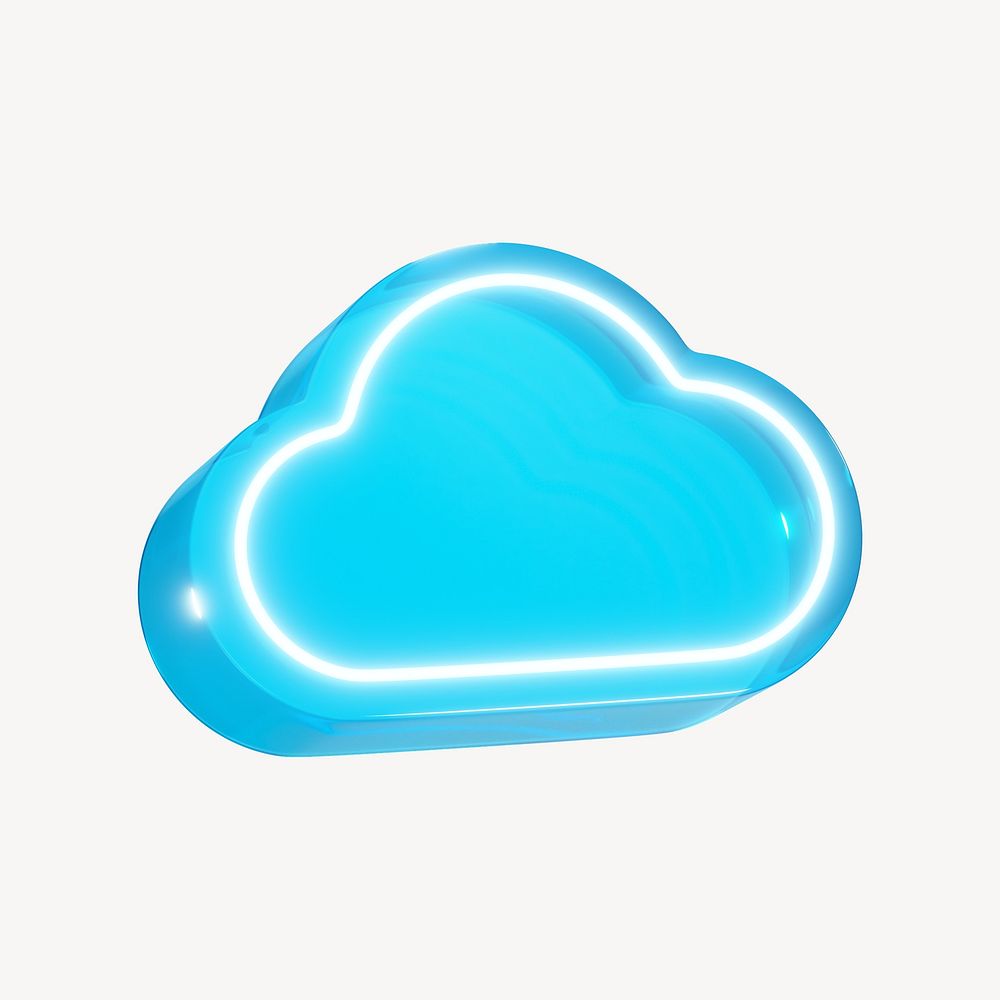 3D neon blue cloud icon