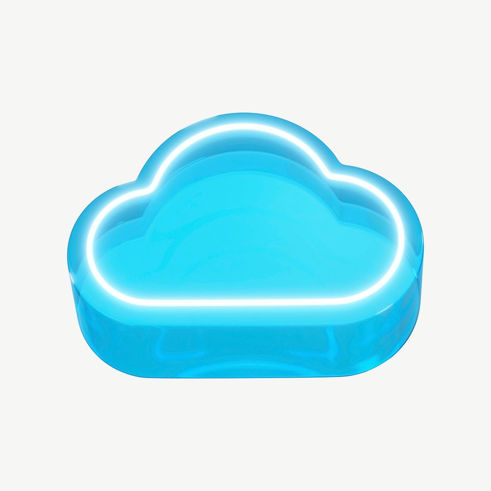 3D neon blue cloud psd