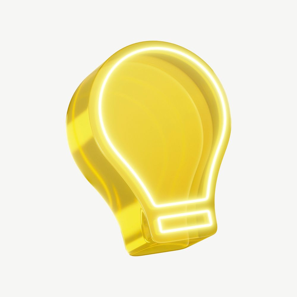 Yellow light bulb 3D element psd