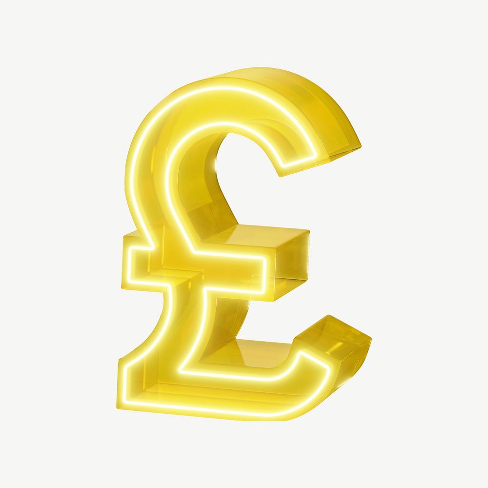 3D yellow British pound sterling currency psd