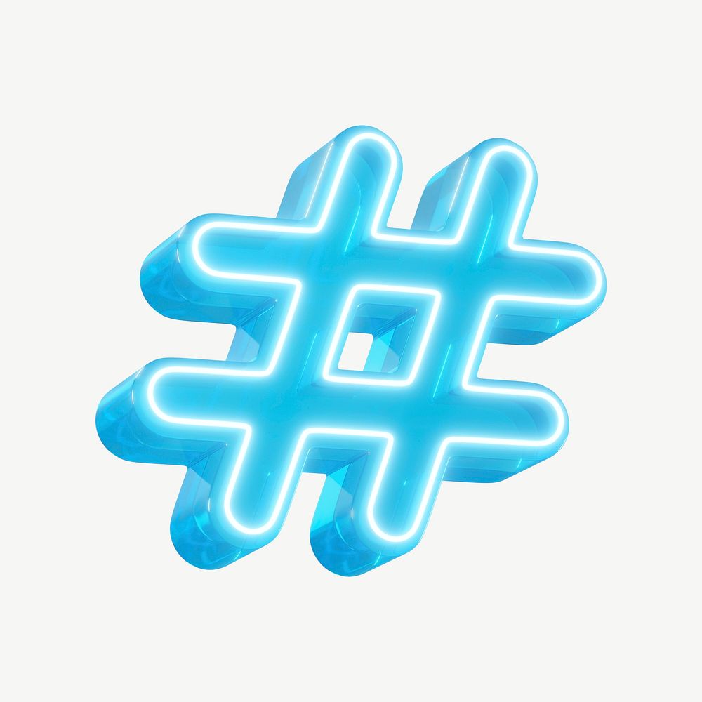 3D blue hashtag icon psd