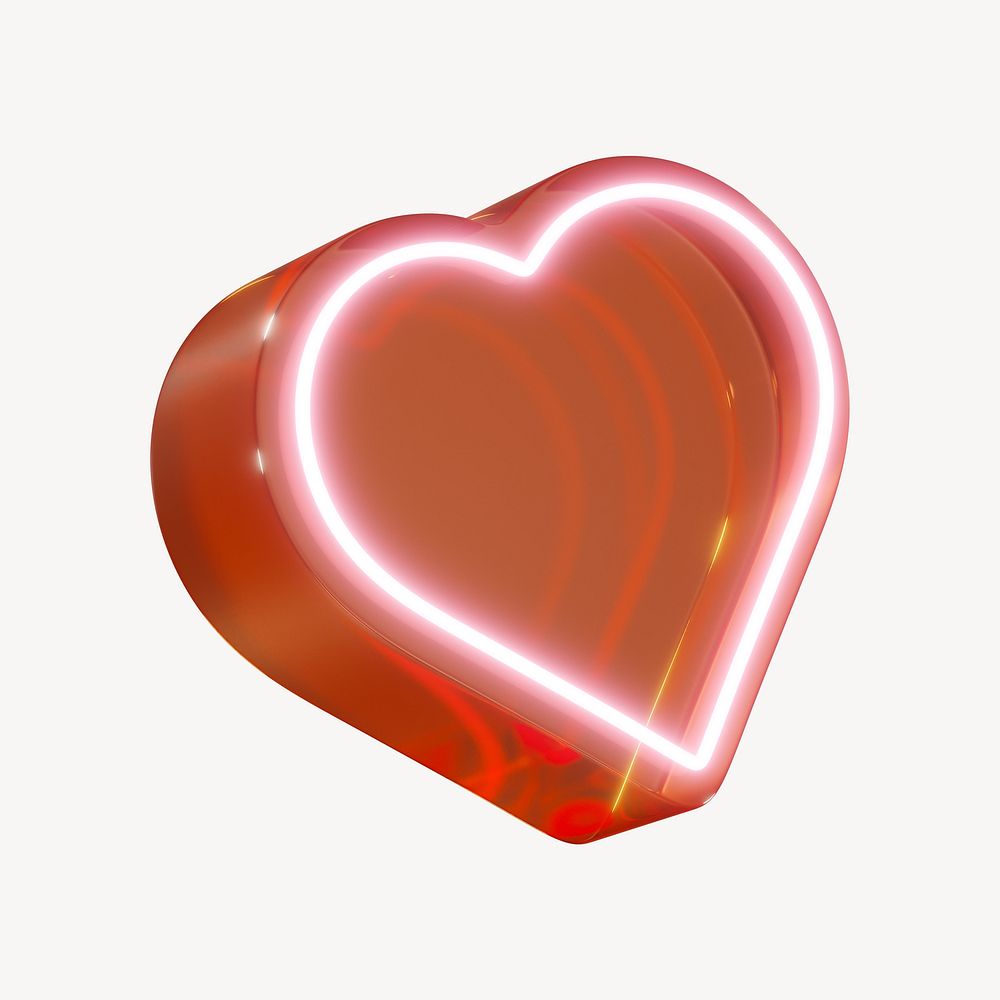 Neon heart 3D element