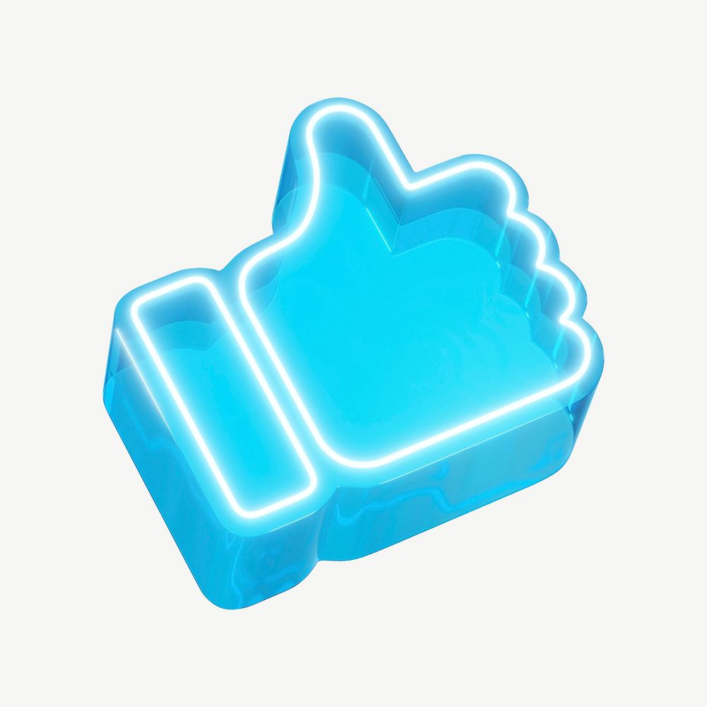 3D blue thumbs up icon psd