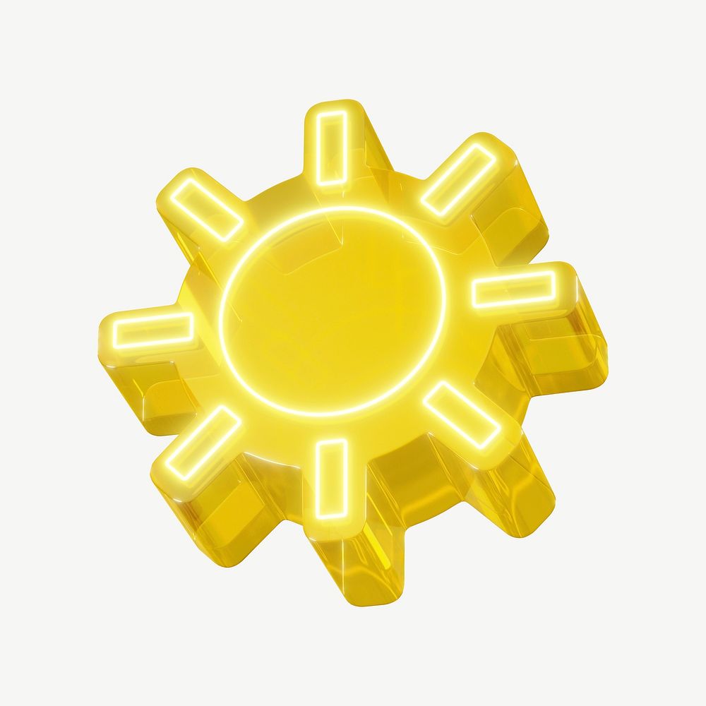 3D sun icon element, digital remix psd