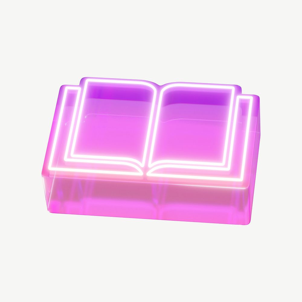 Neon pink opened book psd