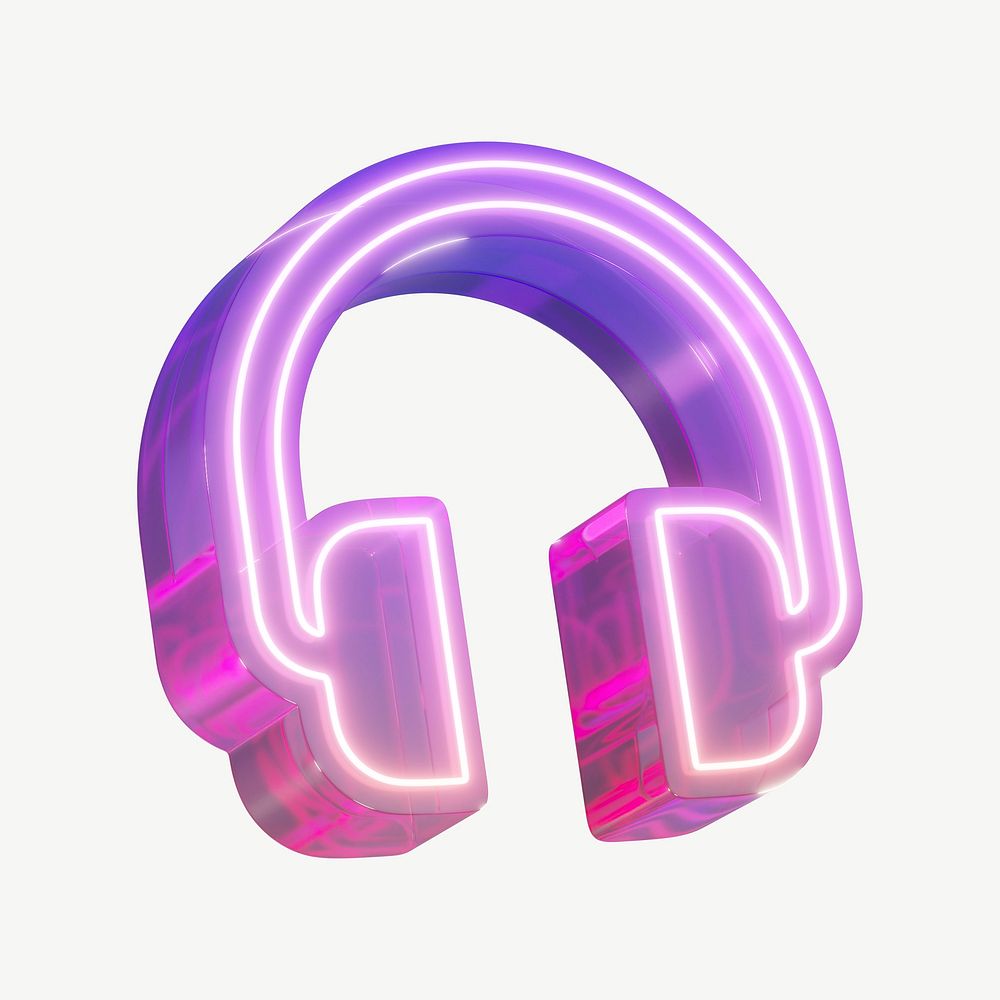 Gradient pink headphones icon psd