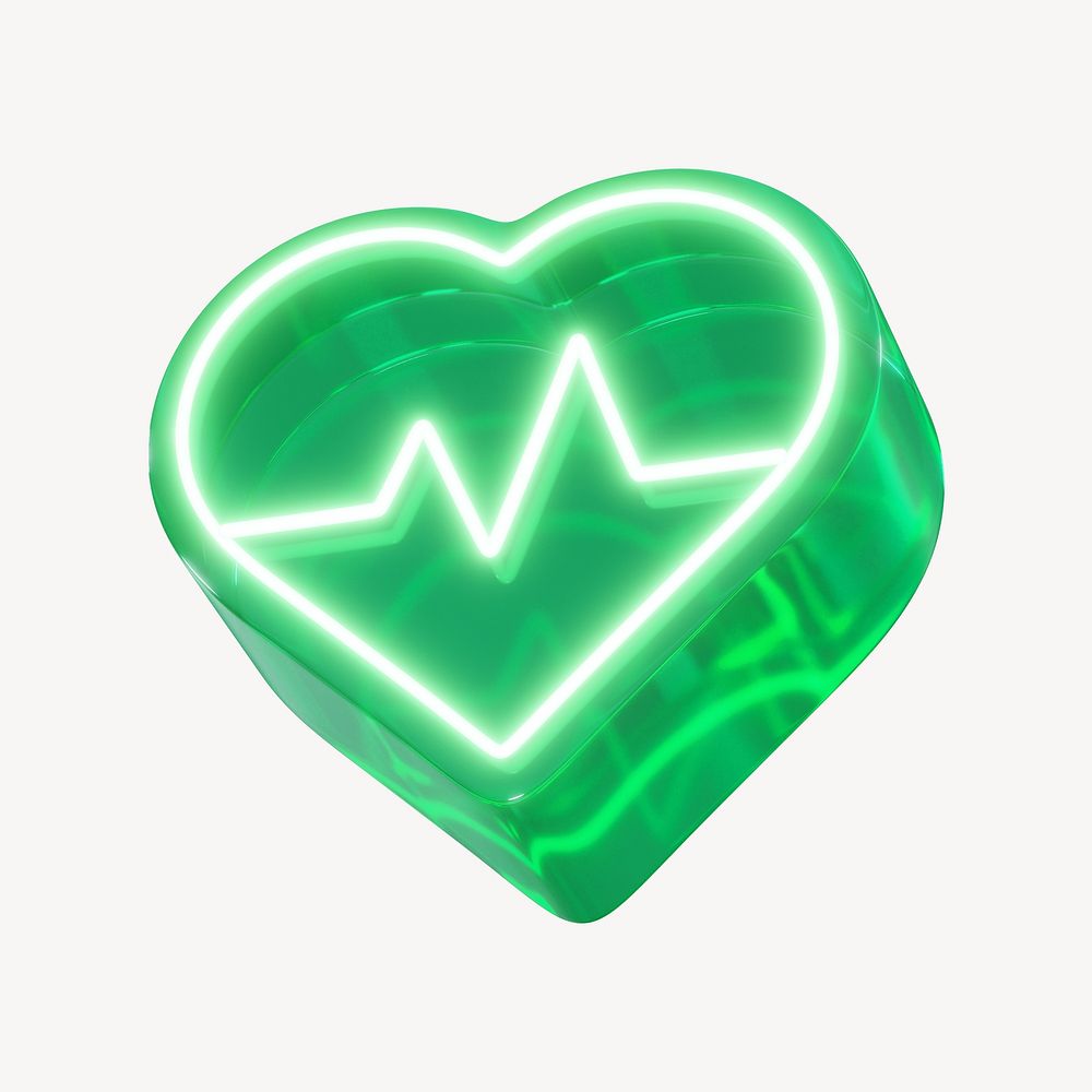 3D green medical heart, health & wellness psd