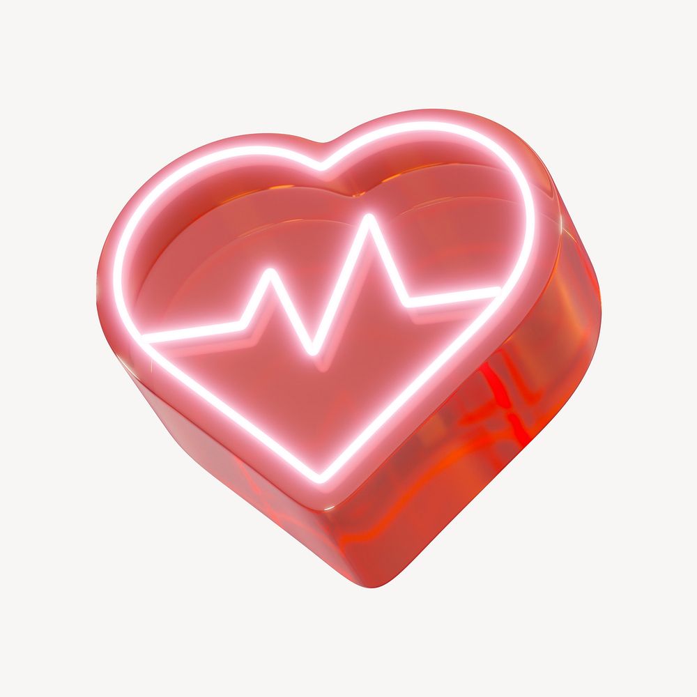 3D red medical heart, health & wellness