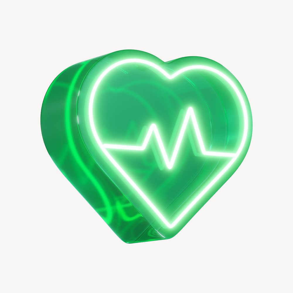 3D green medical heart, health & wellness
