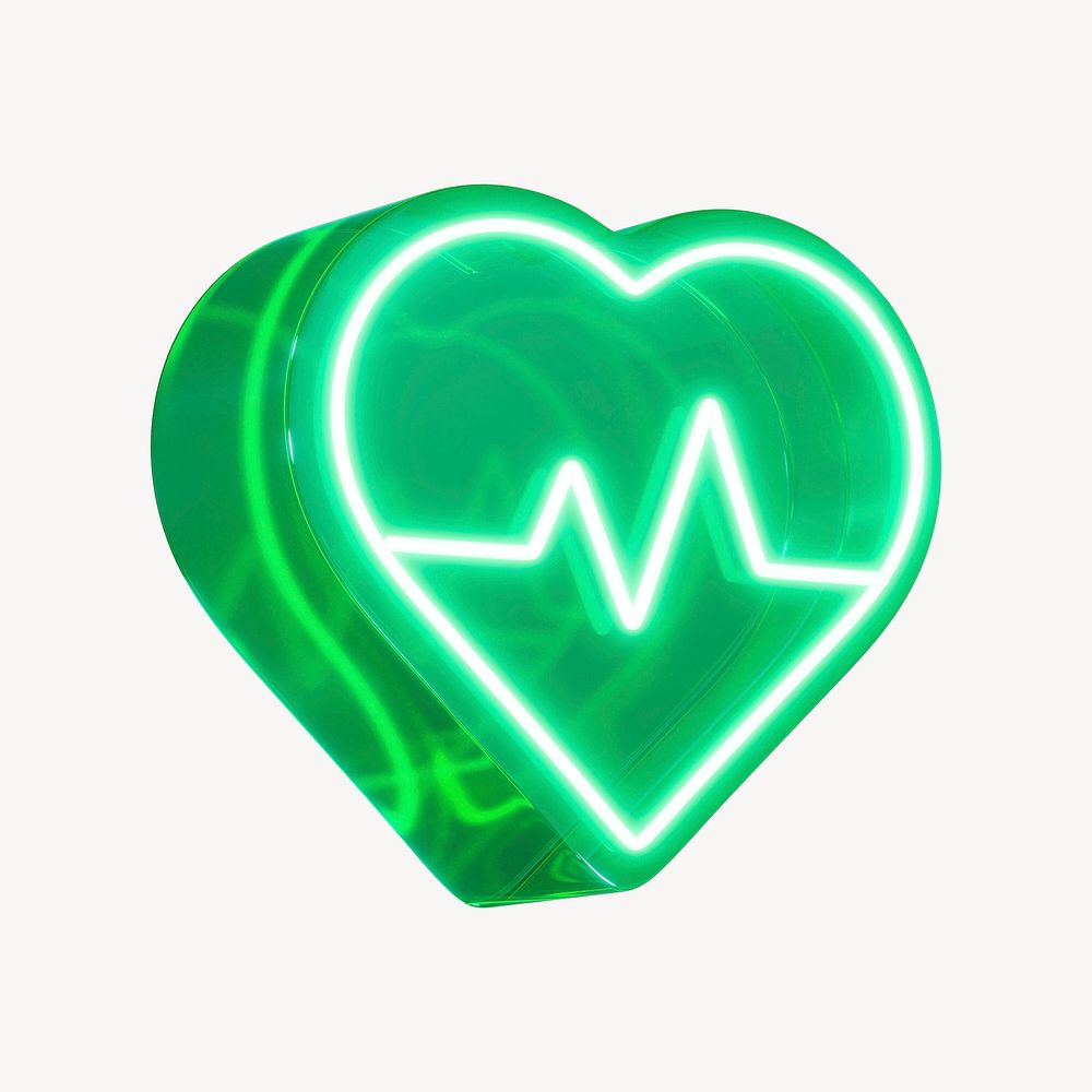 3D green medical heart, health & wellness psd