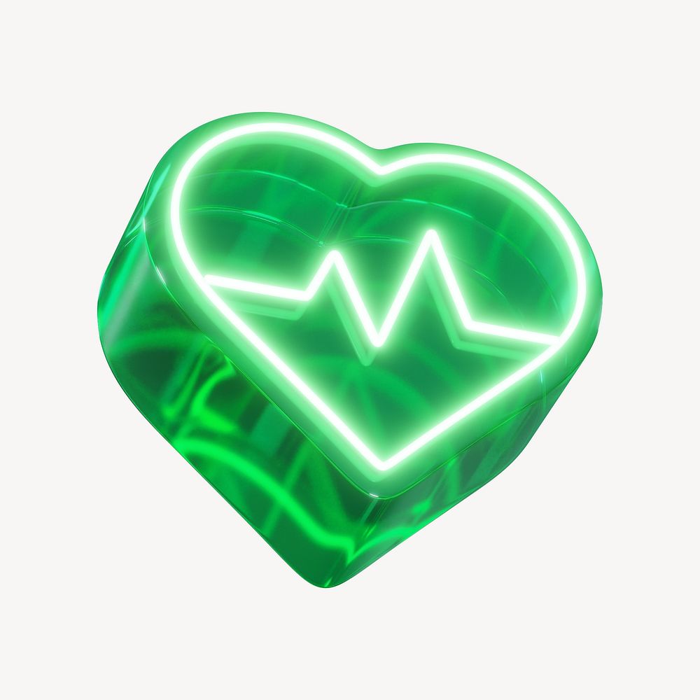 3D green medical heart, health & wellness