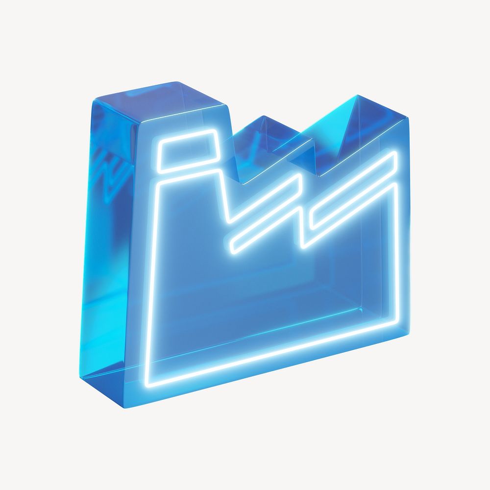 3D blue neon power plant icon