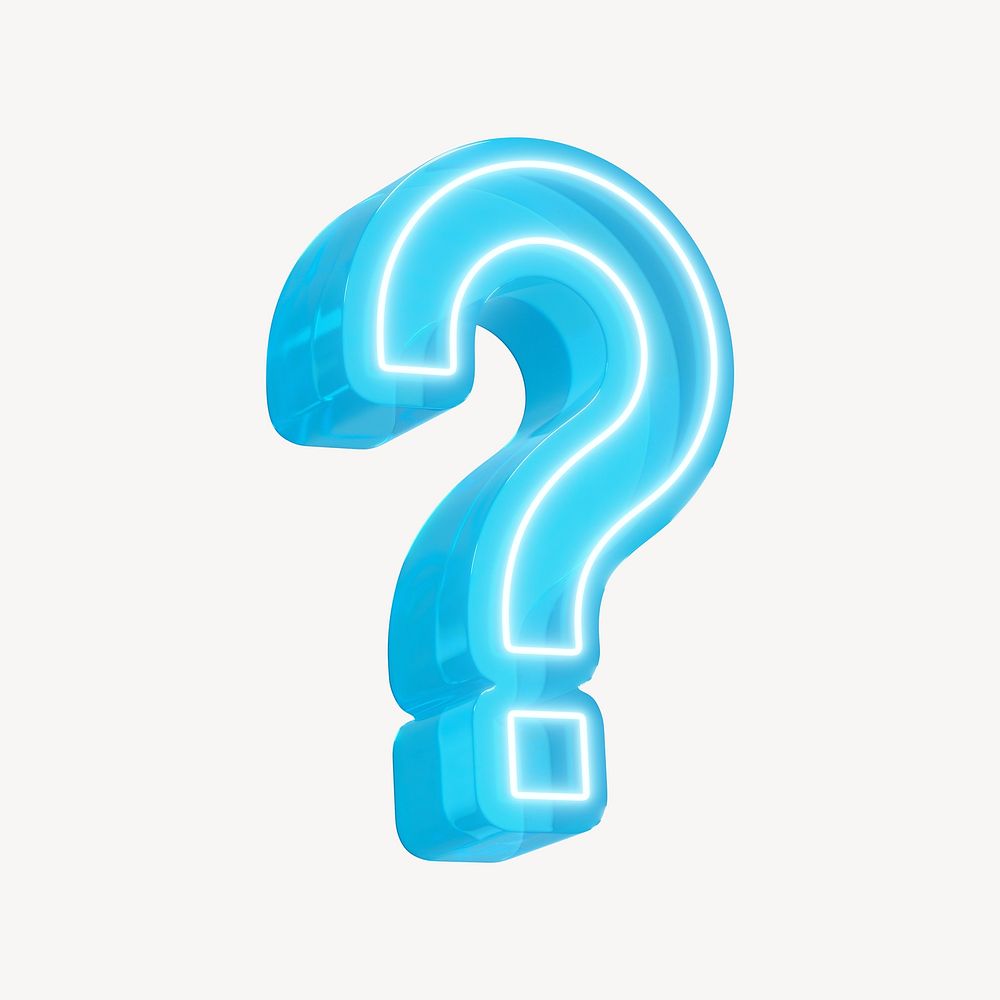 3D blue neon question mark icon
