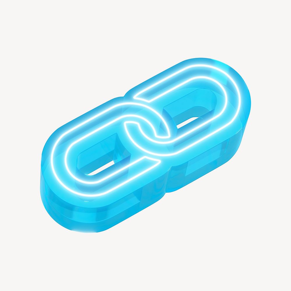 3D neon blue glyph link