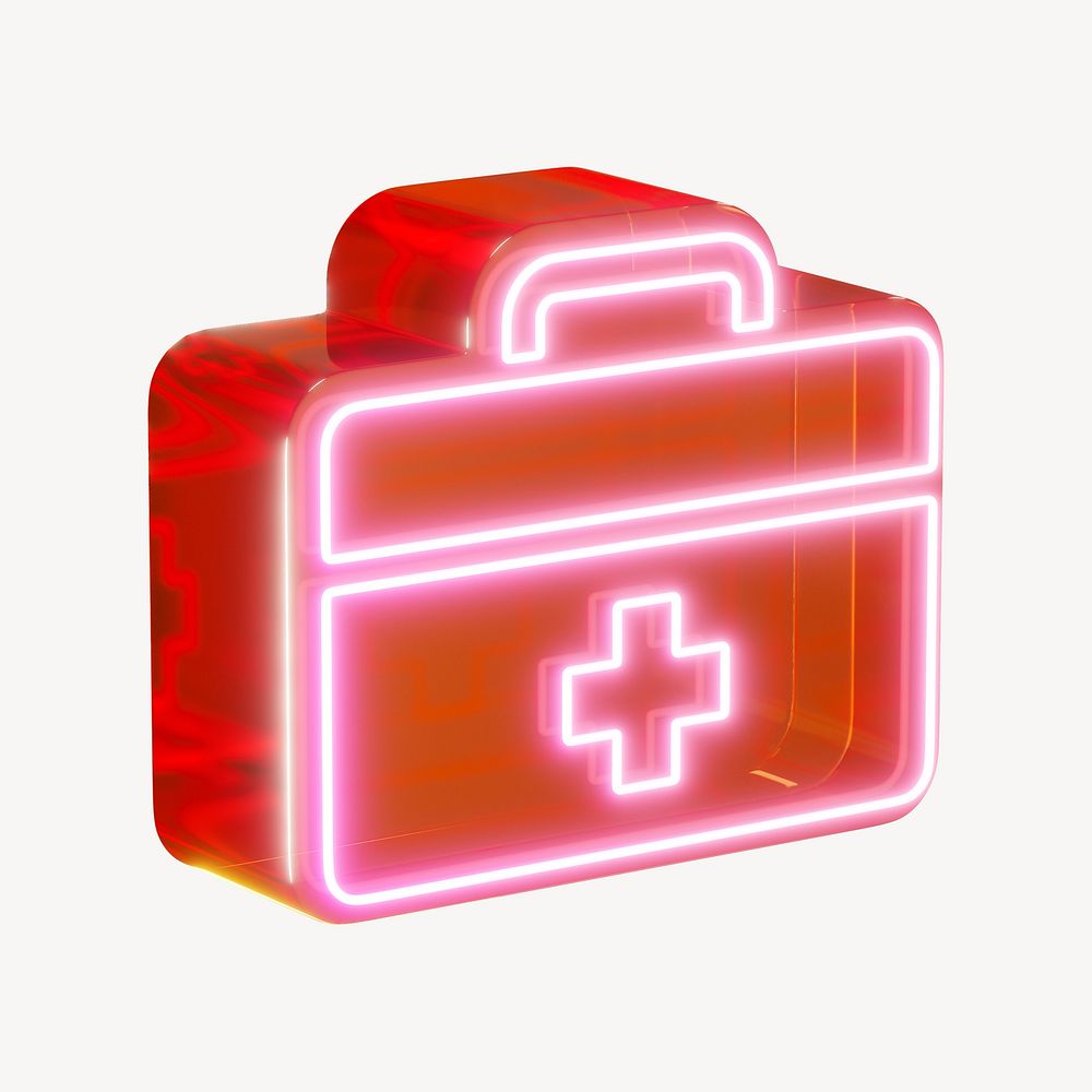 Neon red first aid kit, health & wellness