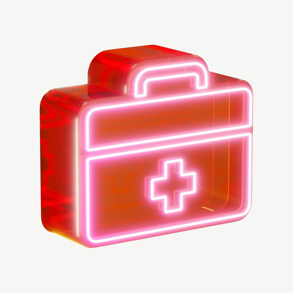 Neon red first aid kit, health & wellness psd